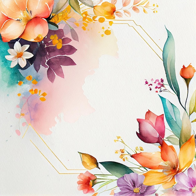 Acquerello fiori selvatici sfondo aquarelle fiori primaverili illustrazione IA generativa