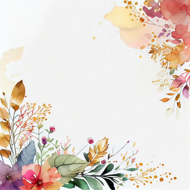 Acquerello fiori selvatici sfondo aquarelle fiori primaverili illustrazione IA generativa