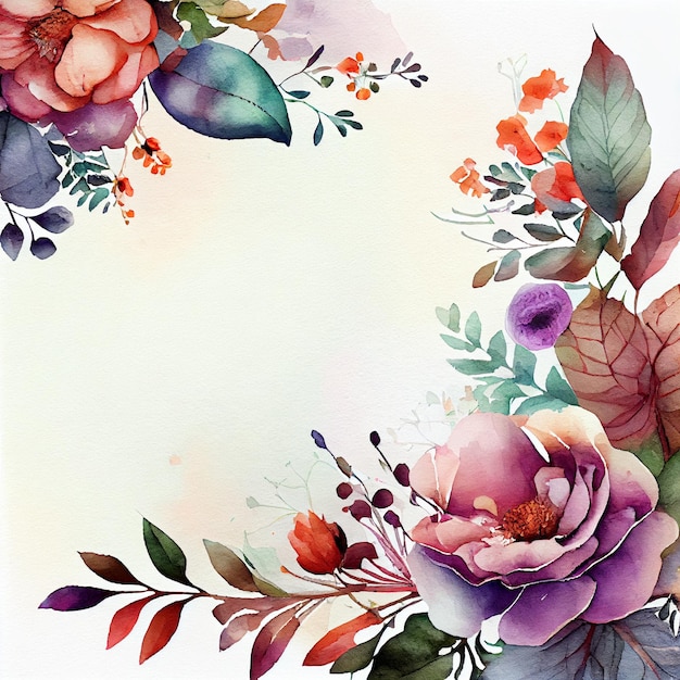 Acquerello fiori selvatici sfondo aquarelle fiori primaverili illustrazione IA generativa