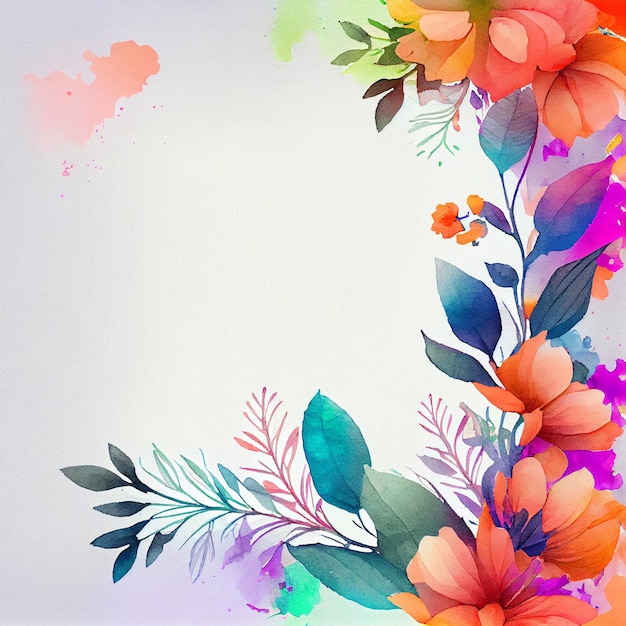 Acquerello fiori selvatici sfondo aquarelle fiori primaverili illustrazione IA generativa