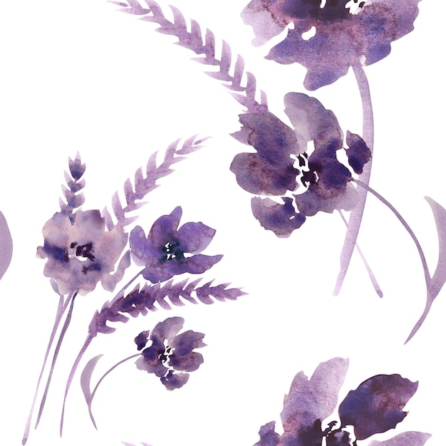 Acquerello fiori viola clipart ClipArt floreali Illustrazione fatta a mano per biglietti d'auguri carta da parati cancelleria tessuto carta di nozze Motivo floreale