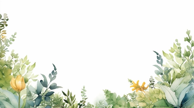 Acquerello floreale astratto su carta pittura sfondo testurato con bordo floreale di matrimonio