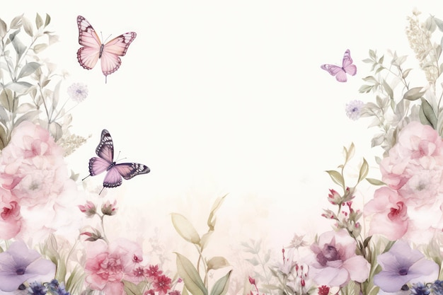 Acquerello floreale primavera fiore bianco bellezza sfondo carta pianta estate natura design sfondo farfalla