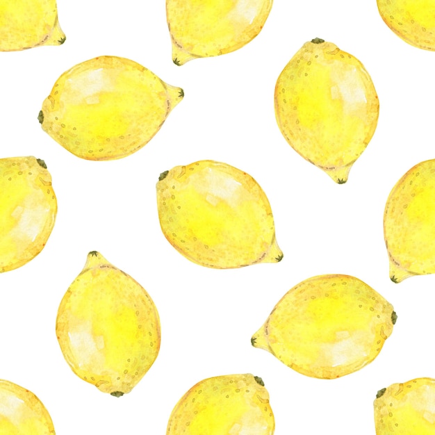 Acquerello giallo limone disegno senza cuciture su bianco