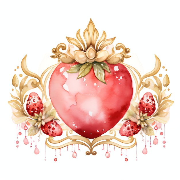 Acquerello Illustrazione di clipart dell'acquerello della principessa della fragola