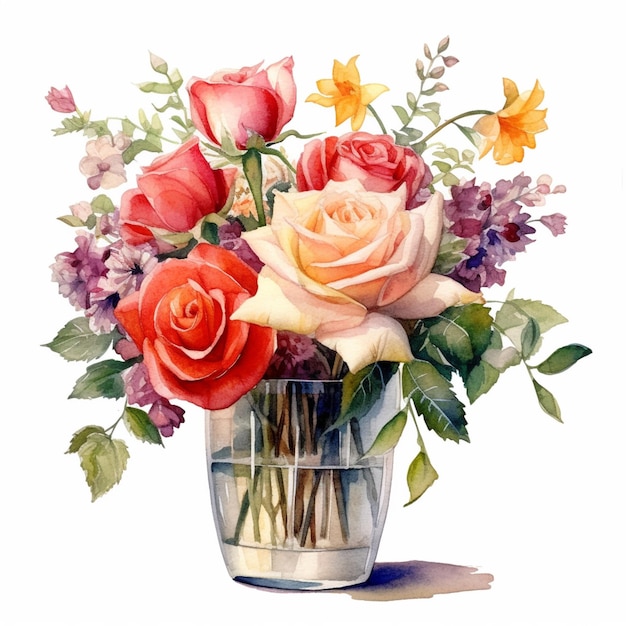 acquerello Illustrazione di fiori in vaso
