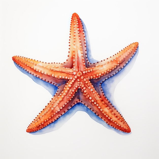 Acquerello iperrealistico di stella di mare ad alto contrasto