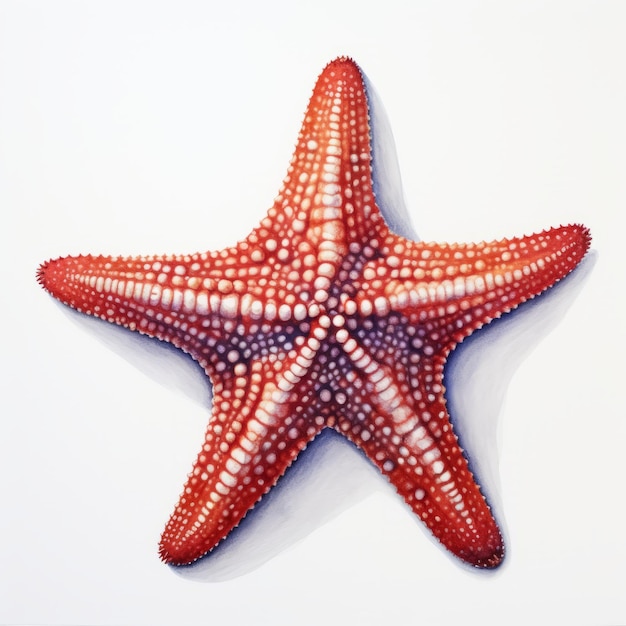 Acquerello iperrealistico di una stella marina rossa ad alto contrasto