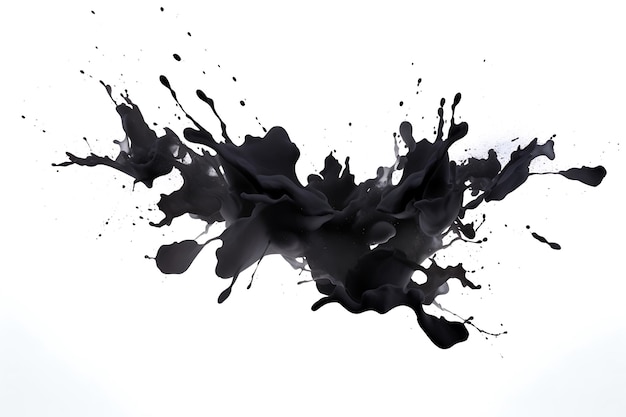 Acquerello liquido spruzzi neri su sfondo bianco