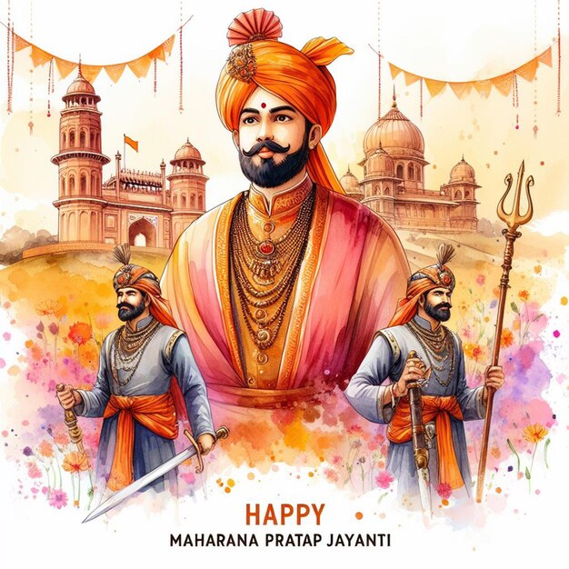 Acquerello Maharana Pratap Jayanti immagine di sfondo