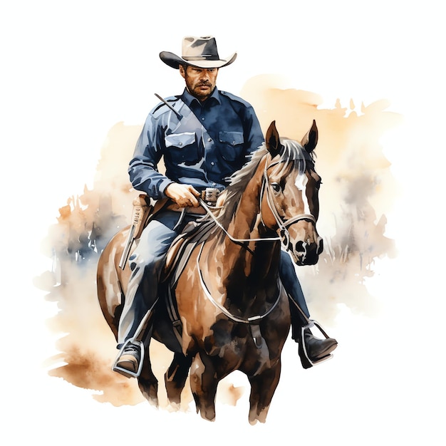 acquerello polizia western wild west cowboy deserto illustrazione clipart