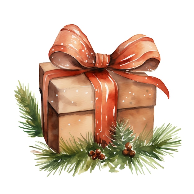 Acquerello regali di Natale Clipart Acquerello di Natale Regali generati da AI