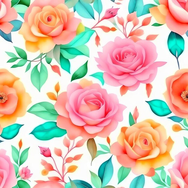 Acquerello rose fiori illustrazione modello floreale primaverile
