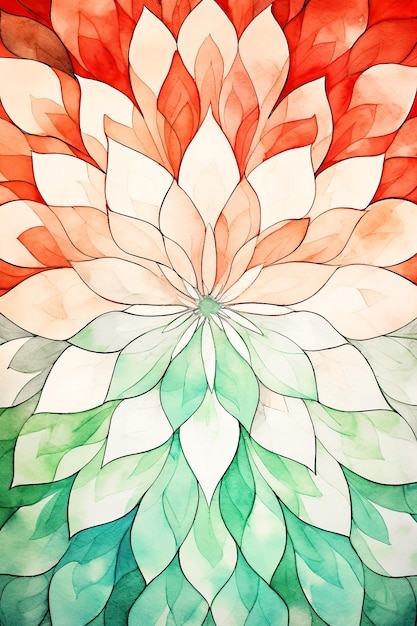 Acquerello rosso verde mandala carta digitale sfondo sublimato rosso e verde