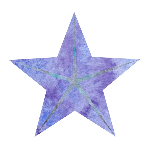 Acquerello semplice stella blu elemento celeste per il design Illustrazione astratta su sfondo bianco isolato