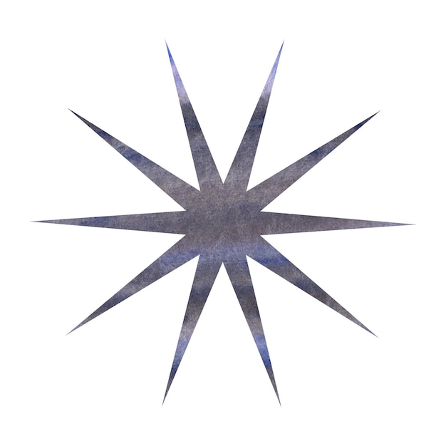 Acquerello semplice stella blu elemento celeste per il design Illustrazione astratta su sfondo bianco isolato