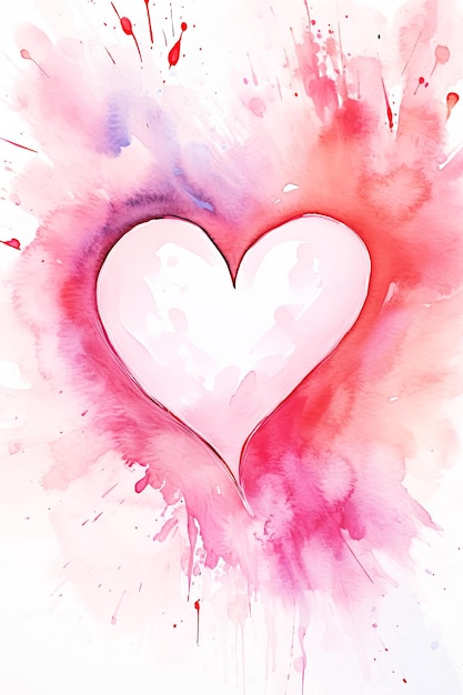 Acquerello sfondo cuore rosa giorno di San Valentino romantico carta digitale