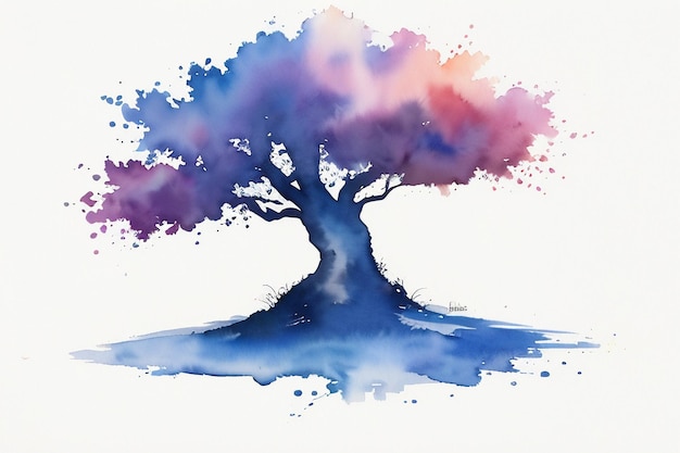 Acquerello spruzzo di inchiostro sfondo blu immagine bellissimo colore vernice effetto macchia sfondo semplice
