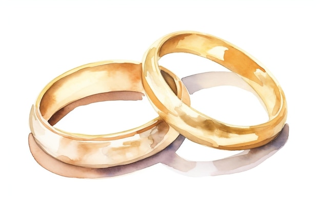 Acquerello stile anelli di nozze isolati coppia generativa Ai