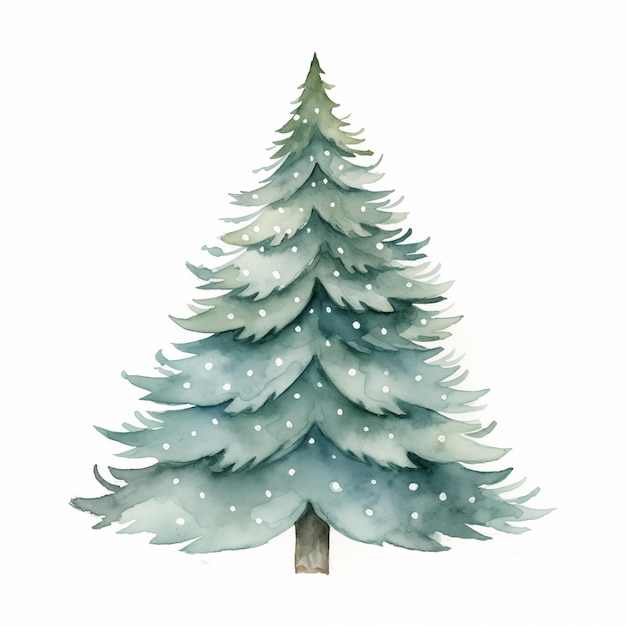 Acquerello verde albero di Natale illustrazione clipart singolo elemento