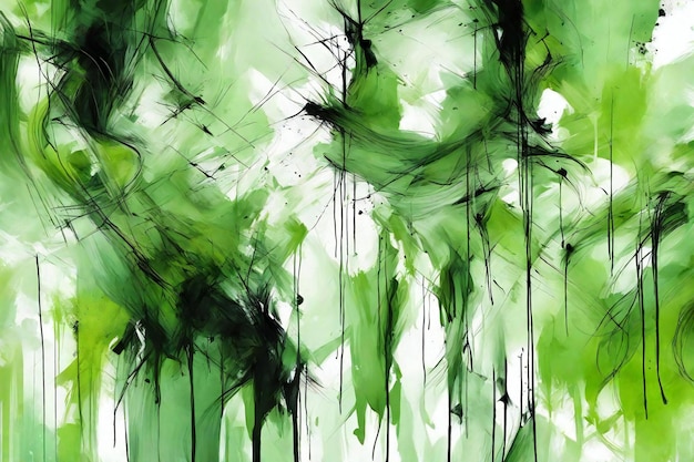 Acquerello verde astratto con sfondo dipinto carta di consistenza pittura d'arte digitale