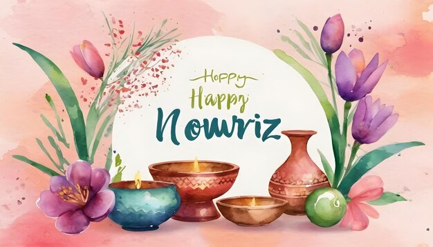 Acquerello vettoriale gratuito per festeggiare l'happy nowruz