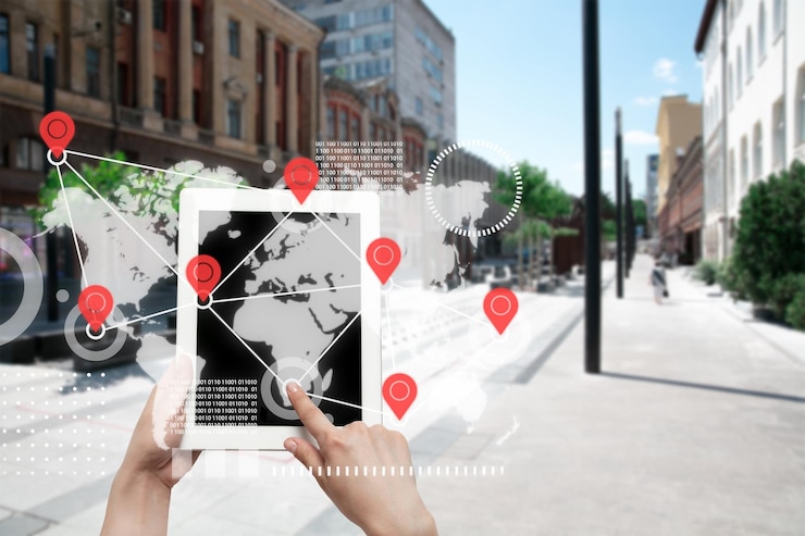 Foto acquisto di generi alimentari e merci via internet. il tuo smartphone o altro gadget
