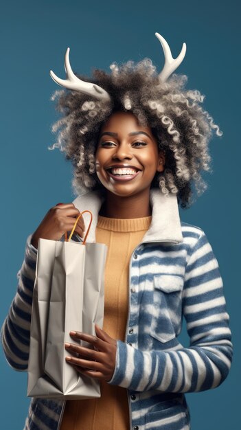 Acquisto felice della donna di colore nel Natale