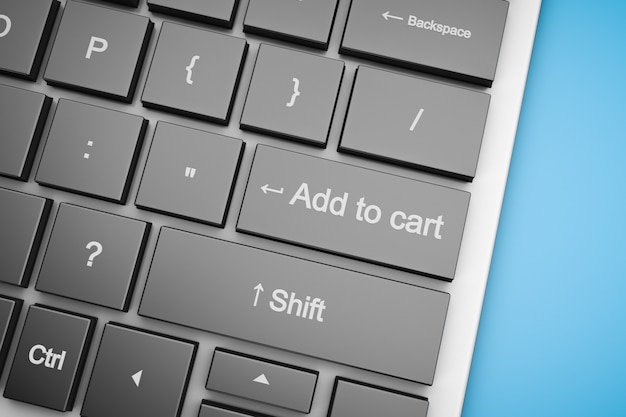Add to cart button on a computer keyboard.