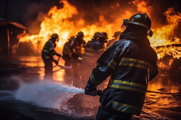 Addestramento dei vigili del fuoco Tecniche di estinzione dell'acqua IA generativa