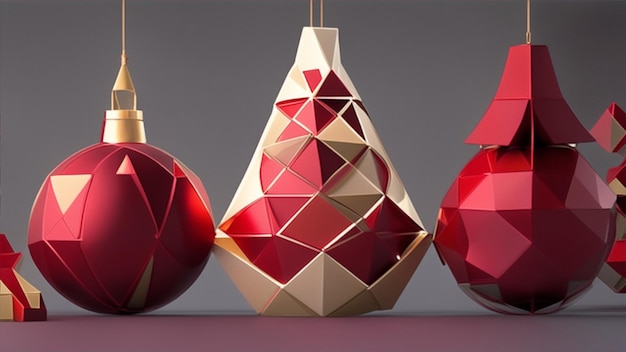 Addobbi natalizi forme geometriche forme astratte ornamenti di colore IA generativa