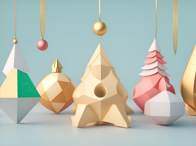 Addobbi natalizi forme geometriche forme astratte ornamenti di colore IA generativa