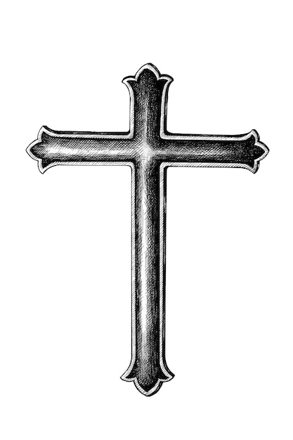 adesivo a croce disegnato a mano con un elemento di disegno a bordo bianco