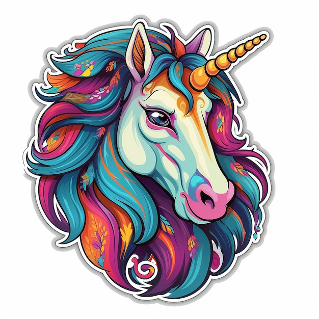 Adesivo colorato unicorno cartone animato