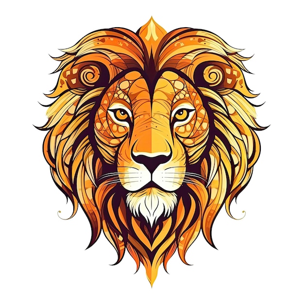 Adesivo con faccia di leone su sfondo trasparente isolato Png Logo Generative AI