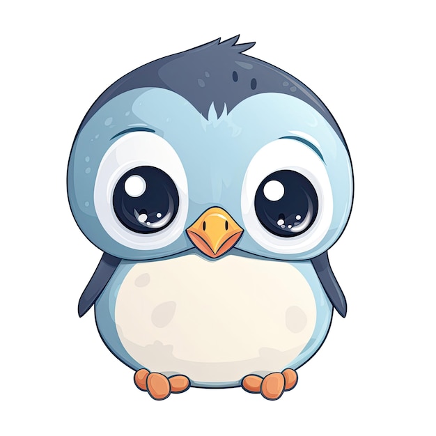 Adesivo con faccia di pinguino bambino su sfondo trasparente isolato Png Logo Generative AI