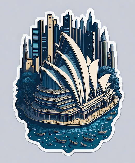 adesivo della Sydney Opera House Immagine paesaggio di Sydney Generative Ai