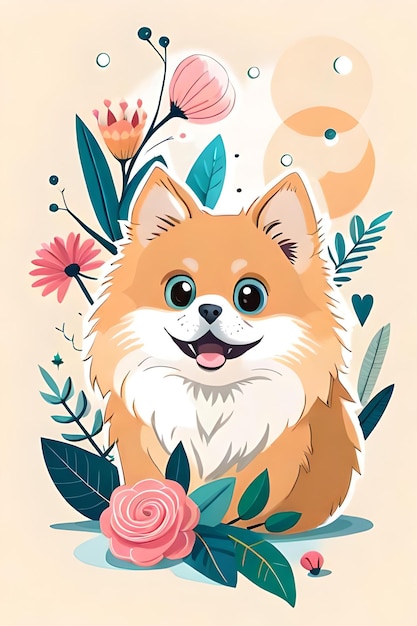 ADESIVO di illustrazione una stampa della testa di cane Pomerania