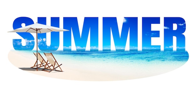 Adesivo di parola png estiva spiaggia su sfondo trasparente