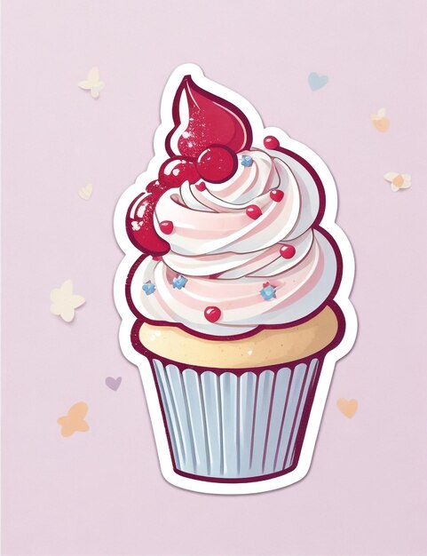 adesivo di un cupcake con lamponi