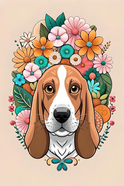 ADESIVO illustrazione della testa carino Basset hound