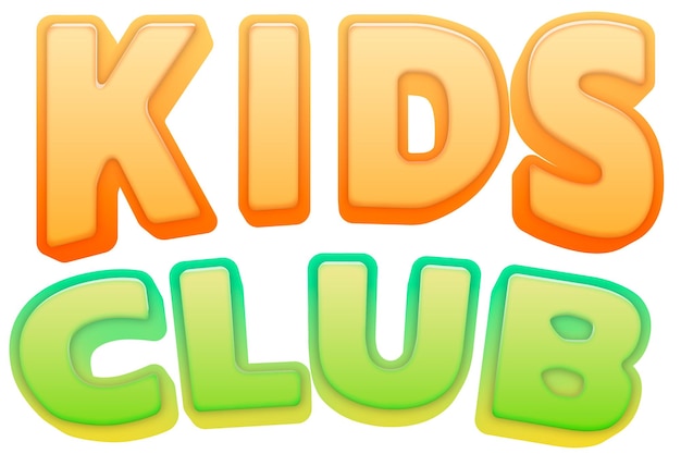 adesivo PNG del club per bambini in caratteri colorati di fumetti 3D