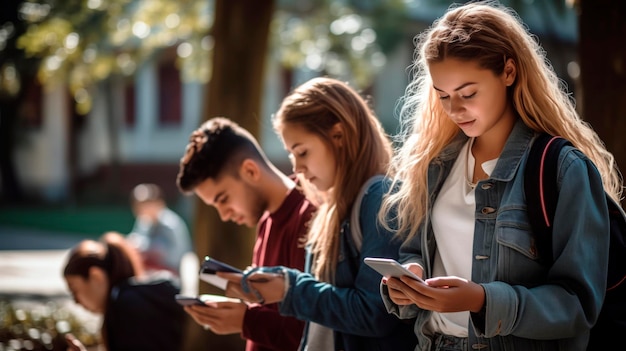 Adolescenti che usano gli smartphone