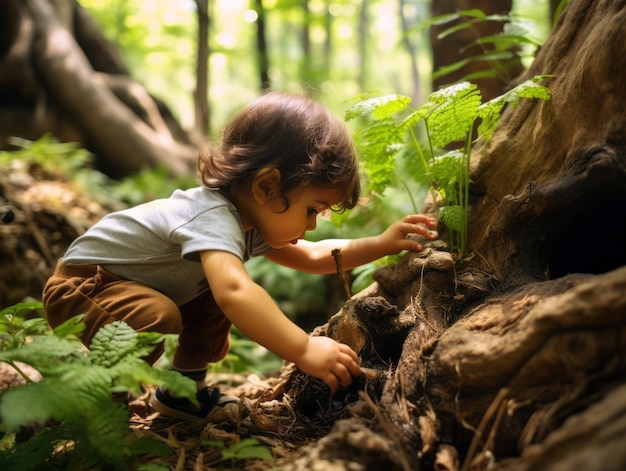 Adorabile bambino che esplora la natura