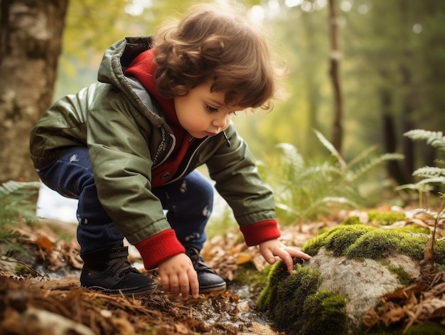 Adorabile bambino che esplora la natura