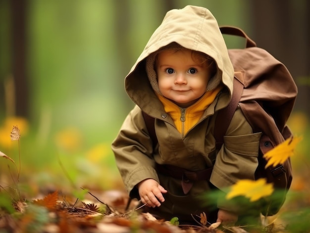 Adorabile bambino che esplora la natura