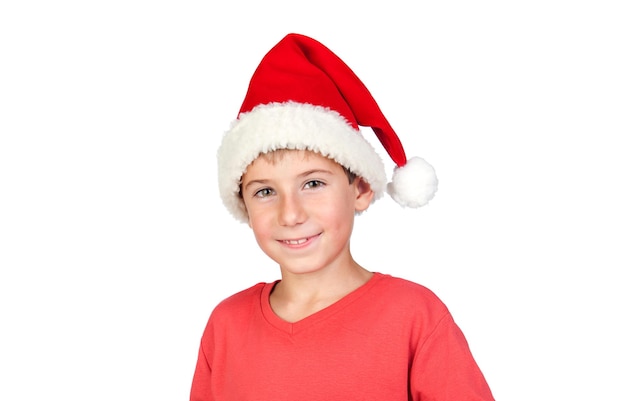 Adorabile bambino con cappello da Babbo Natale