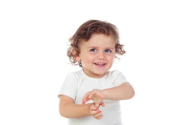 Adorabile bambino con i capelli ricci