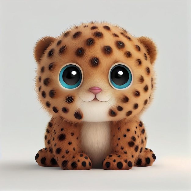 Adorabile bambino Leopard carattere isolato su sfondo bianco IA generativa