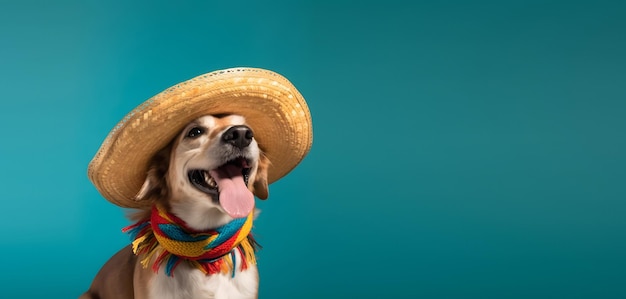 Adorabile cane con cappello sombrero messicano moda Cinco De Mayo